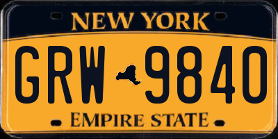 NY license plate GRW9840