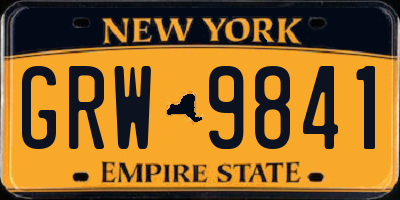 NY license plate GRW9841