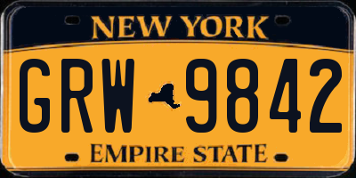 NY license plate GRW9842