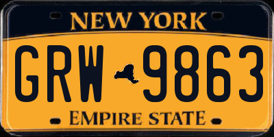 NY license plate GRW9863