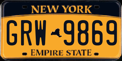 NY license plate GRW9869