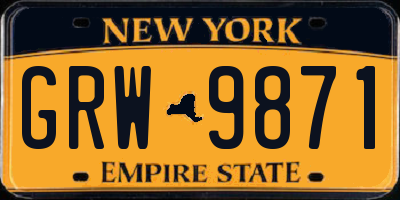 NY license plate GRW9871