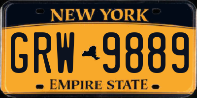 NY license plate GRW9889
