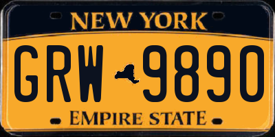 NY license plate GRW9890