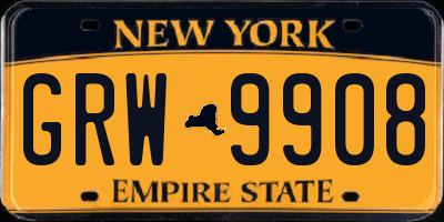 NY license plate GRW9908