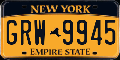 NY license plate GRW9945