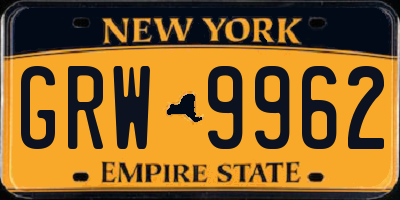 NY license plate GRW9962