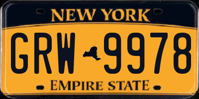 NY license plate GRW9978