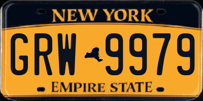 NY license plate GRW9979