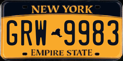 NY license plate GRW9983