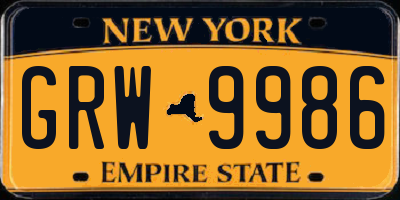 NY license plate GRW9986