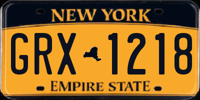 NY license plate GRX1218