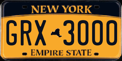 NY license plate GRX3000