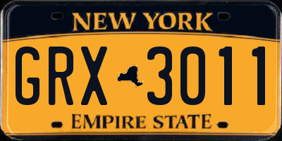 NY license plate GRX3011