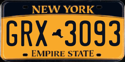 NY license plate GRX3093