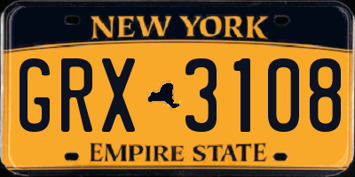 NY license plate GRX3108