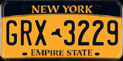 NY license plate GRX3229