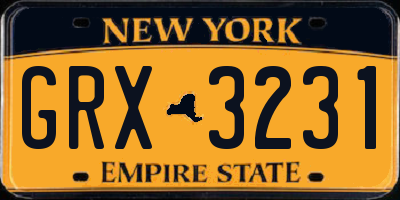 NY license plate GRX3231