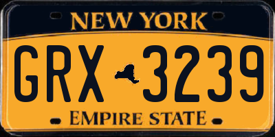 NY license plate GRX3239
