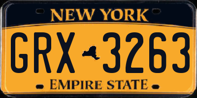 NY license plate GRX3263
