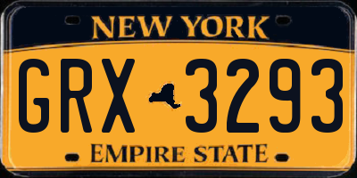 NY license plate GRX3293
