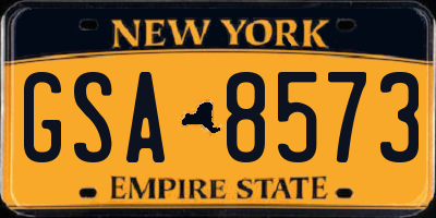 NY license plate GSA8573