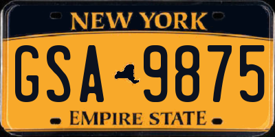 NY license plate GSA9875