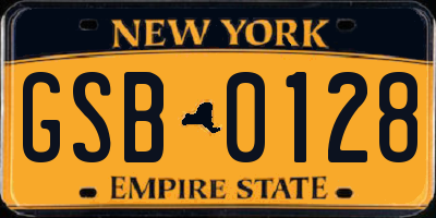 NY license plate GSB0128