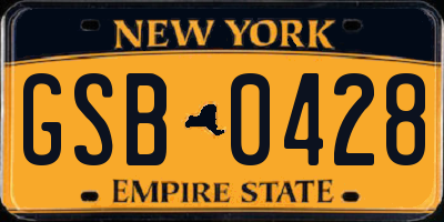 NY license plate GSB0428