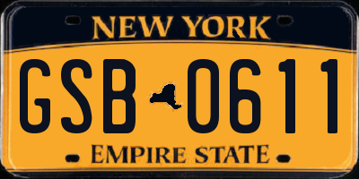 NY license plate GSB0611