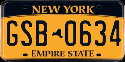 NY license plate GSB0634