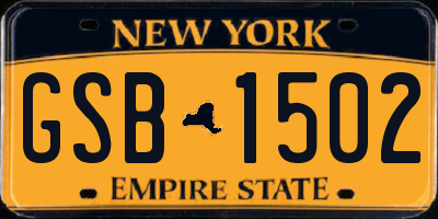 NY license plate GSB1502