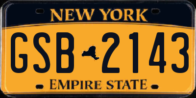 NY license plate GSB2143