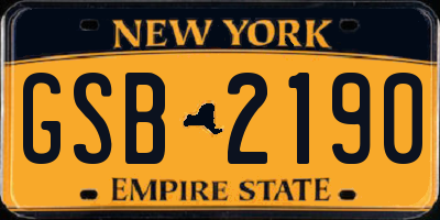 NY license plate GSB2190