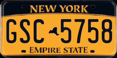 NY license plate GSC5758
