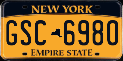 NY license plate GSC6980