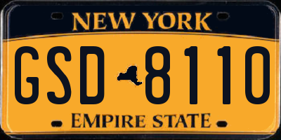 NY license plate GSD8110