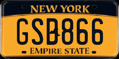 NY license plate GSD866