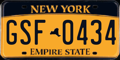 NY license plate GSF0434