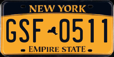 NY license plate GSF0511