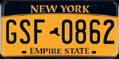 NY license plate GSF0862