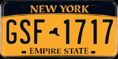 NY license plate GSF1717