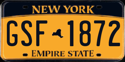 NY license plate GSF1872