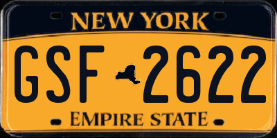 NY license plate GSF2622