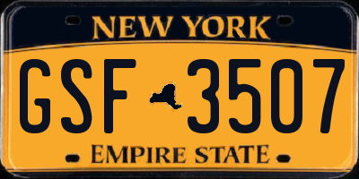 NY license plate GSF3507