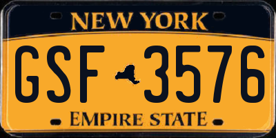 NY license plate GSF3576