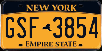 NY license plate GSF3854