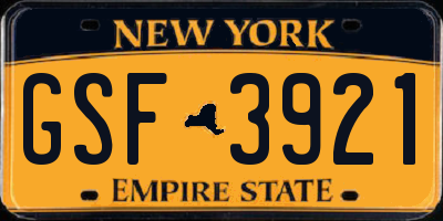 NY license plate GSF3921