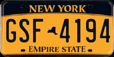 NY license plate GSF4194