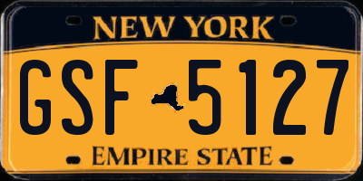 NY license plate GSF5127
